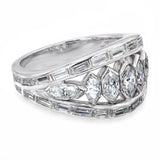 Vintage Platinum Marquise Diamond Graduated Ring