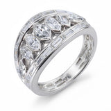 Vintage Platinum Marquise Diamond Graduated Ring
