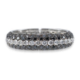 18k White Gold White and Black Diamond Pavé Eternity Band Ring