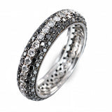 18k White Gold White and Black Diamond Pavé Eternity Band Ring