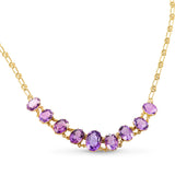 Vintage 14k Yellow Gold Amethyst Graduated Necklace