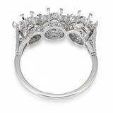 Art Deco Platinum Rose Cut and OEC Diamond Accented Three Stone Semi Mount Ring