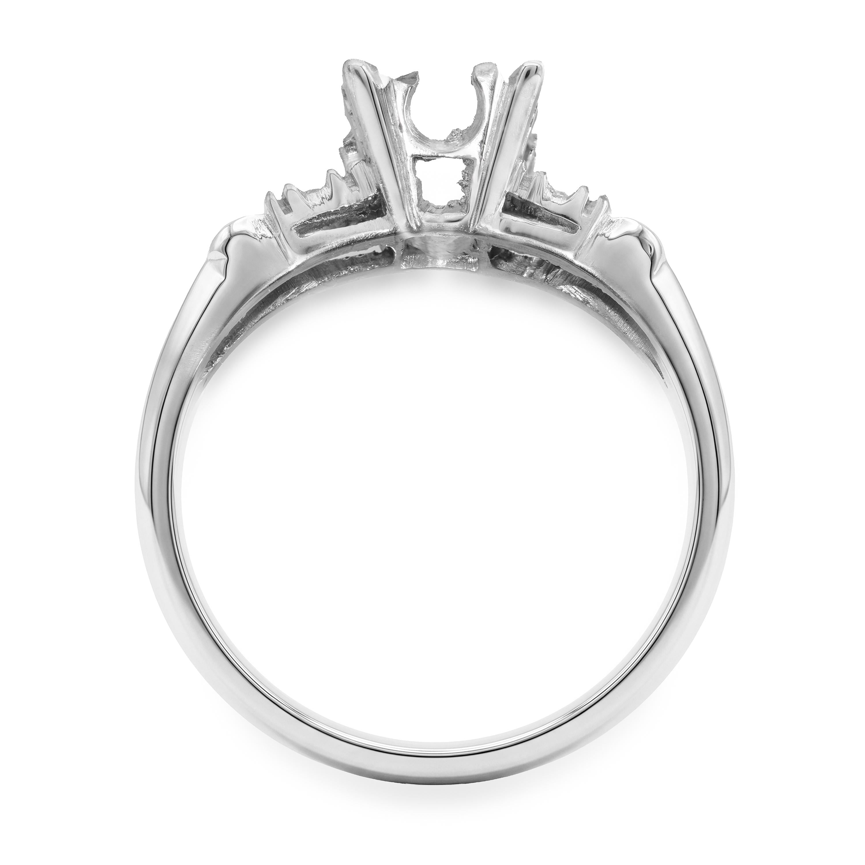 Vintage Platinum Diamond Semi Mount Engagement Ring