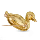 Vintage Tiffany & Co 18k Yellow Gold Ruby Duck Brooch