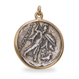 Vintage Silver and 14k Yellow Gold Alexander the Great Tetradrachm Coin Pendant
