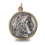 Vintage Silver and 14k Yellow Gold Alexander the Great Tetradrachm Coin Pendant