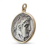 Vintage Silver and 14k Yellow Gold Alexander the Great Tetradrachm Coin Pendant