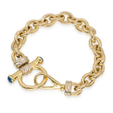 Vintage H. Stern 14k Yellow Gold Blue Chalcedony Link Bracelet