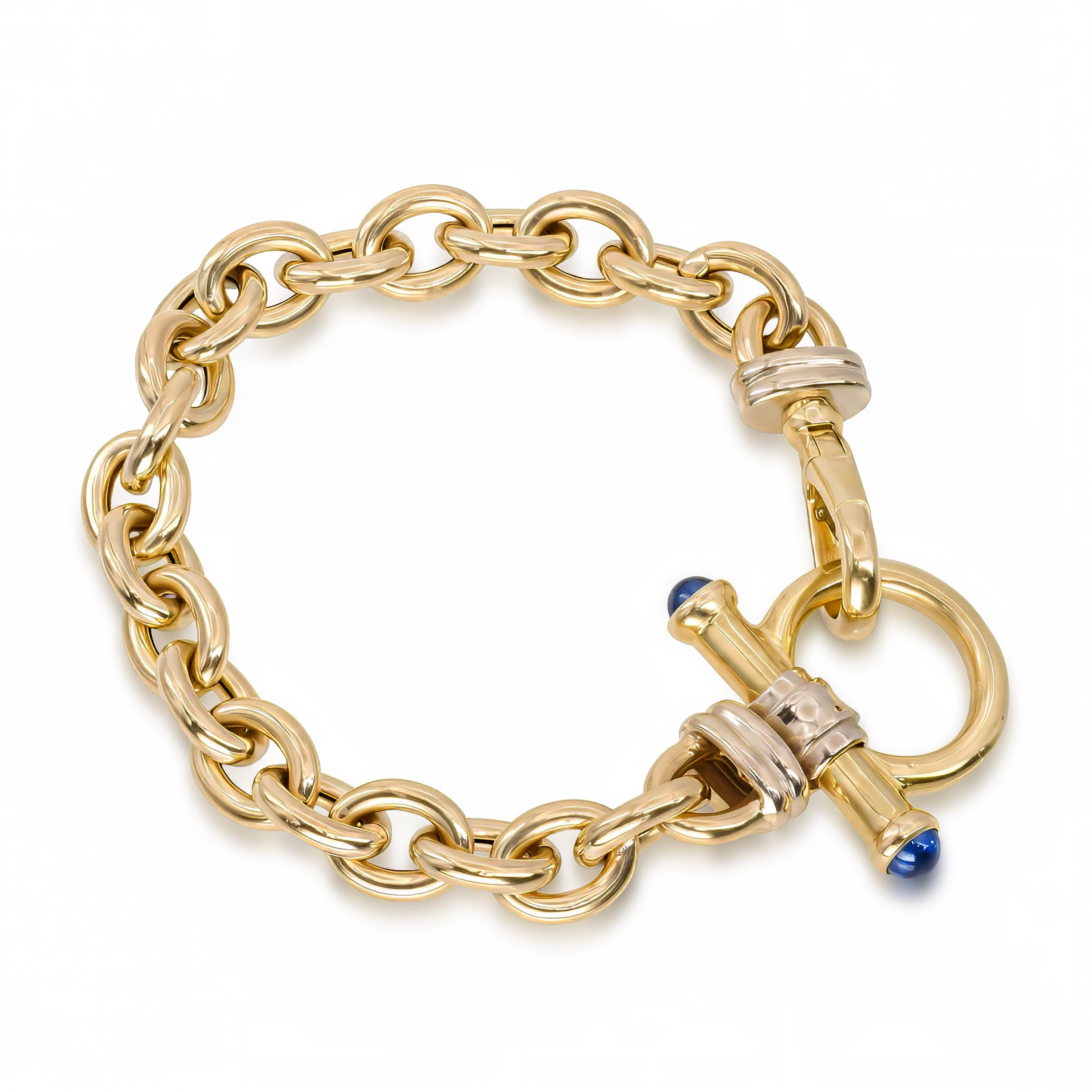 Vintage H. Stern 14k Yellow Gold Blue Chalcedony Link Bracelet