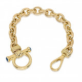 Vintage H. Stern 14k Yellow Gold Blue Chalcedony Link Bracelet