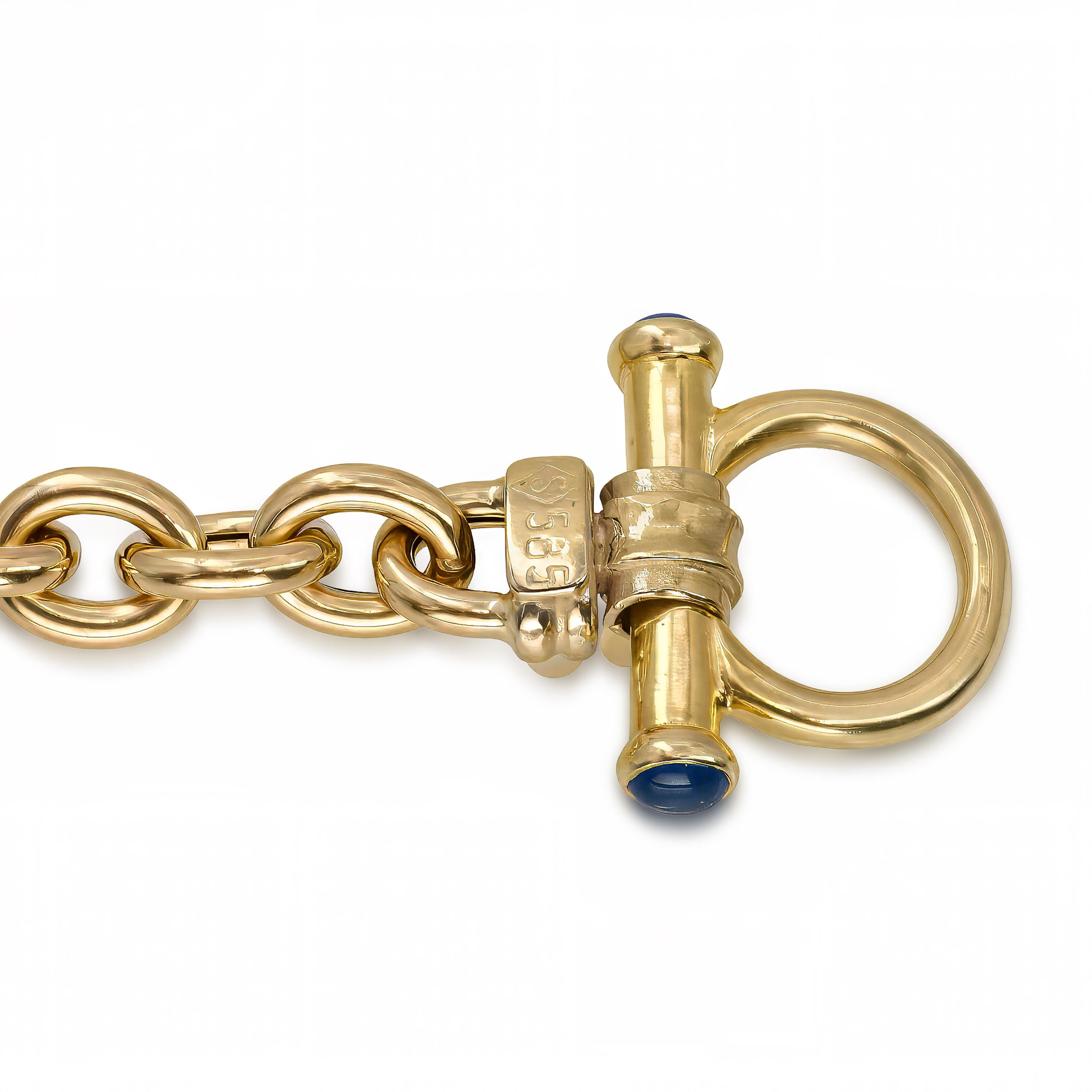 Vintage H. Stern 14k Yellow Gold Blue Chalcedony Link Bracelet