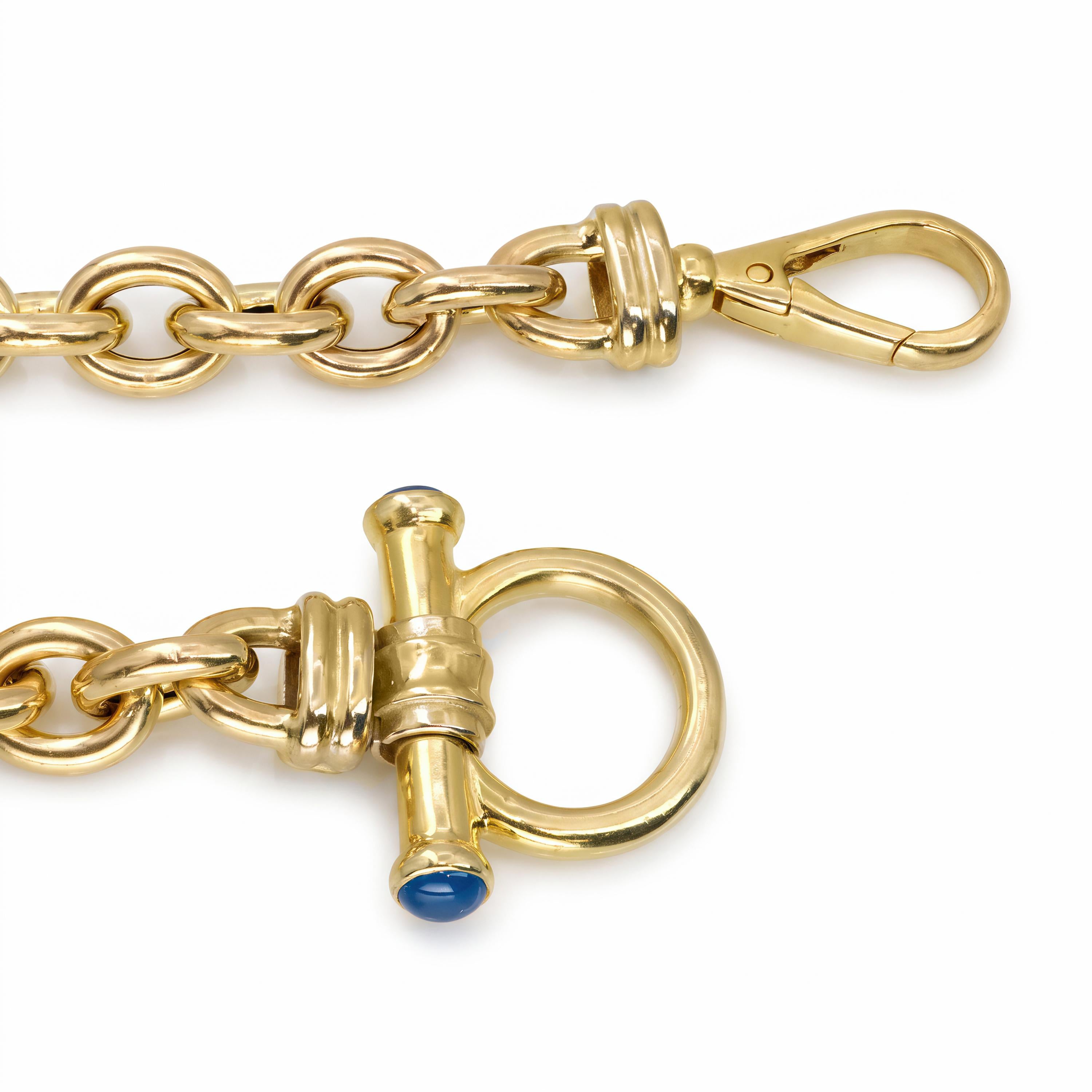 Vintage H. Stern 14k Yellow Gold Blue Chalcedony Link Bracelet