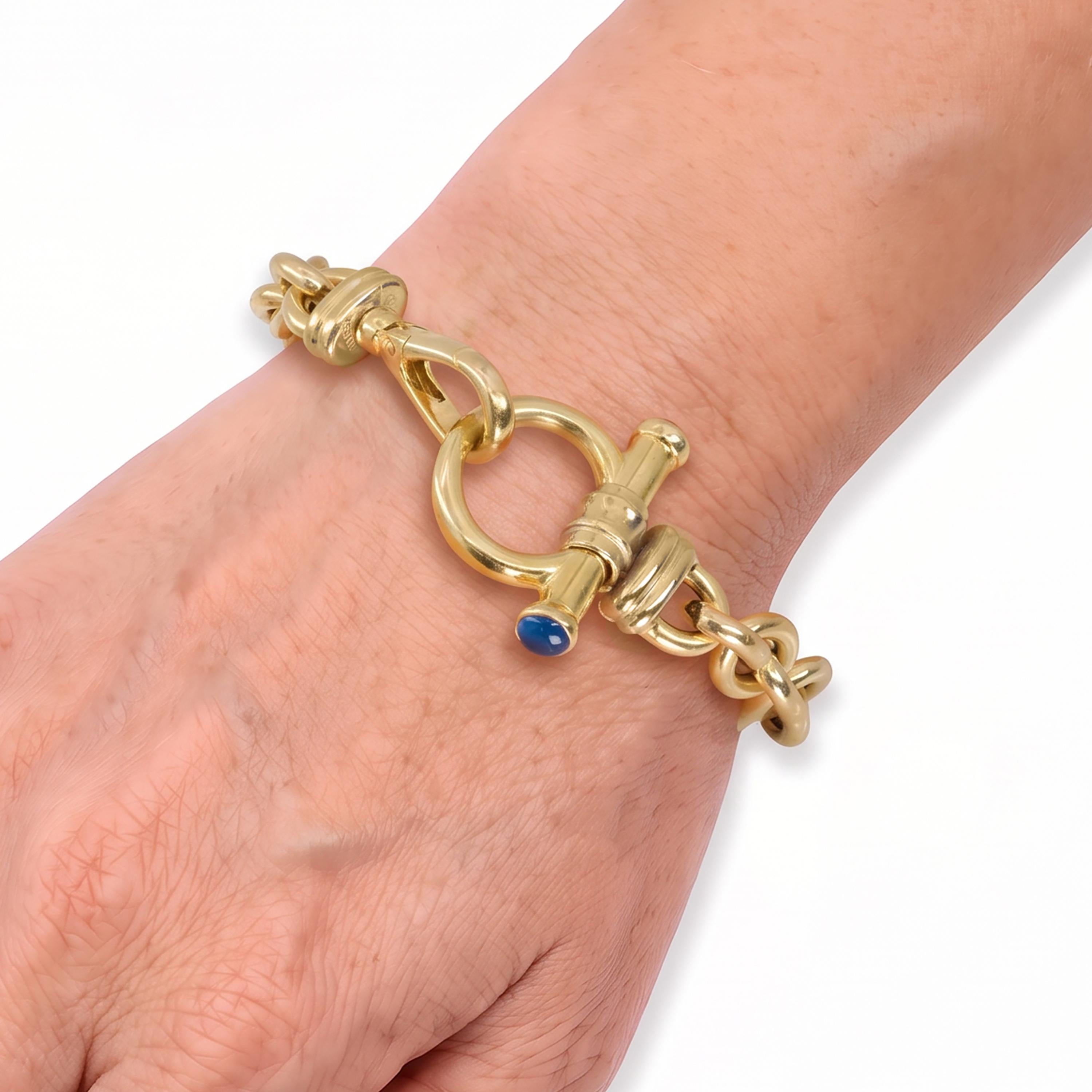 Vintage H. Stern 14k Yellow Gold Blue Chalcedony Link Bracelet