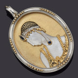 Erte Salome Gold & Silver Sapphire & Diamond Brooch Pin Pendant