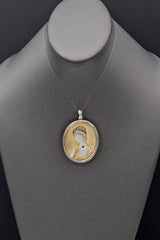 Erte Salome Gold & Silver Sapphire & Diamond Brooch Pin Pendant