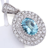 14K White Gold GIA 1.07 Ct Paraiba Tourmaline & 0.70 TCW Diamond Pendant