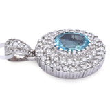 14K White Gold GIA 1.07 Ct Paraiba Tourmaline & 0.70 TCW Diamond Pendant