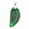 Estate 14K White Gold Carved Green Jade Pendant