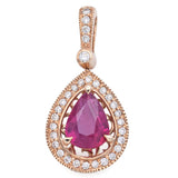 14k Yellow Gold 1.92ct Ruby & Diamond Pear Pendant