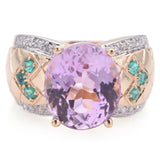 14k Yellow Gold 9.21ct  Kunzite, Paraiba Tourmaline & Diamond Statement Ring