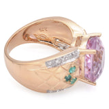14k Yellow Gold 9.21ct  Kunzite, Paraiba Tourmaline & Diamond Statement Ring