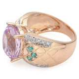 14k Yellow Gold 9.21ct  Kunzite, Paraiba Tourmaline & Diamond Statement Ring