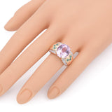14k Yellow Gold 9.21ct  Kunzite, Paraiba Tourmaline & Diamond Statement Ring