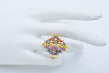 14K Yellow Gold 9.50 TCW Multi-Color Sapphire & Diamond Ring