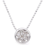 18k White Gold 0.42tcw Diamond Cluster Bezel Slider Pendant Ball Chain