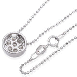 18k White Gold 0.42tcw Diamond Cluster Bezel Slider Pendant Ball Chain
