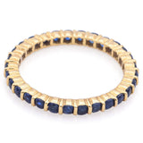 18k Yellow Gold Sapphire Round Eternity Band Ring Size 5.75