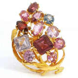 Vintage 20k Yellow Gold Multi-Color Spinel Cocktail Ring