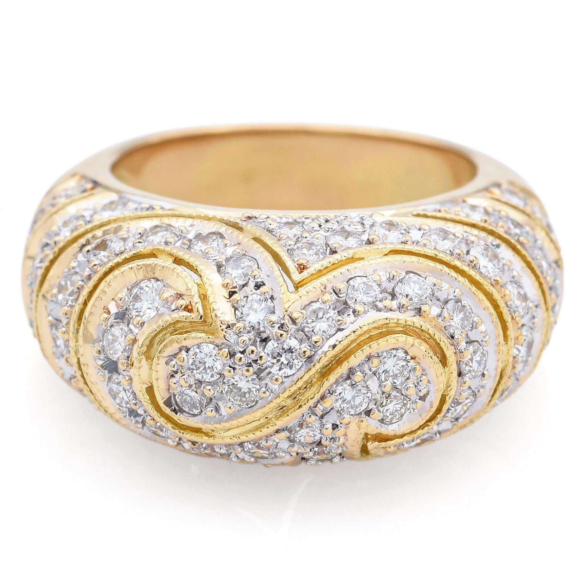 18k Yellow Gold 1.08tcw Diamond Dome Band Ring