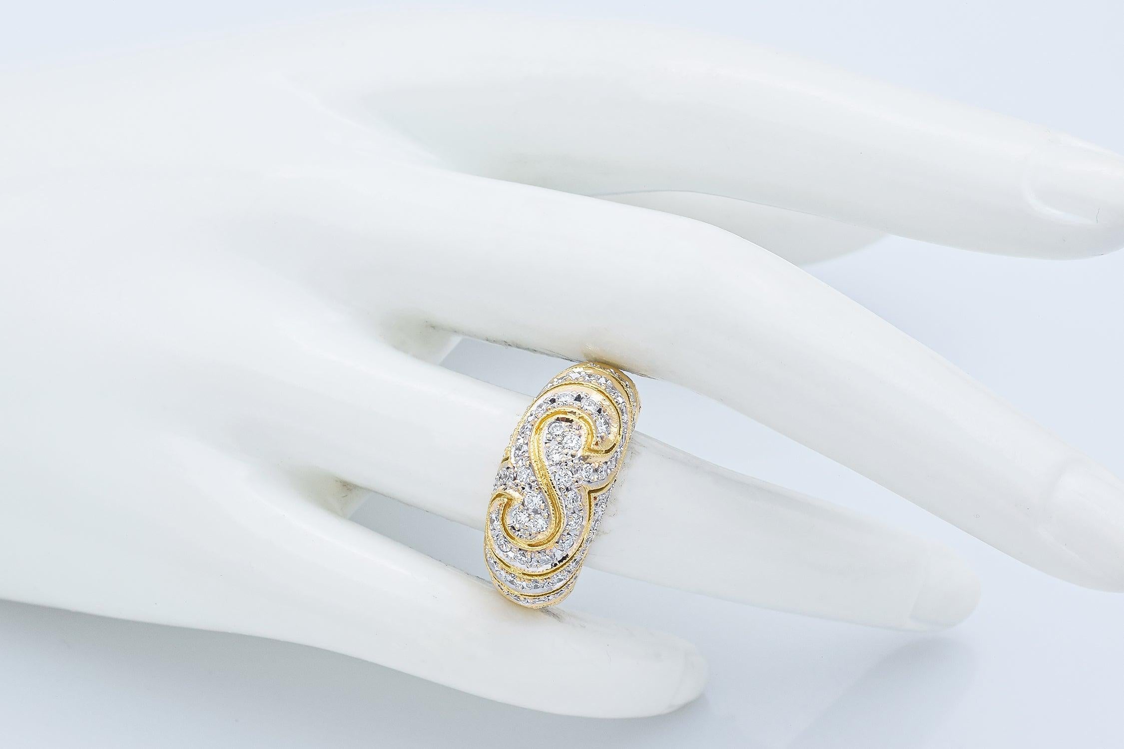 18k Yellow Gold 1.08tcw Diamond Dome Band Ring