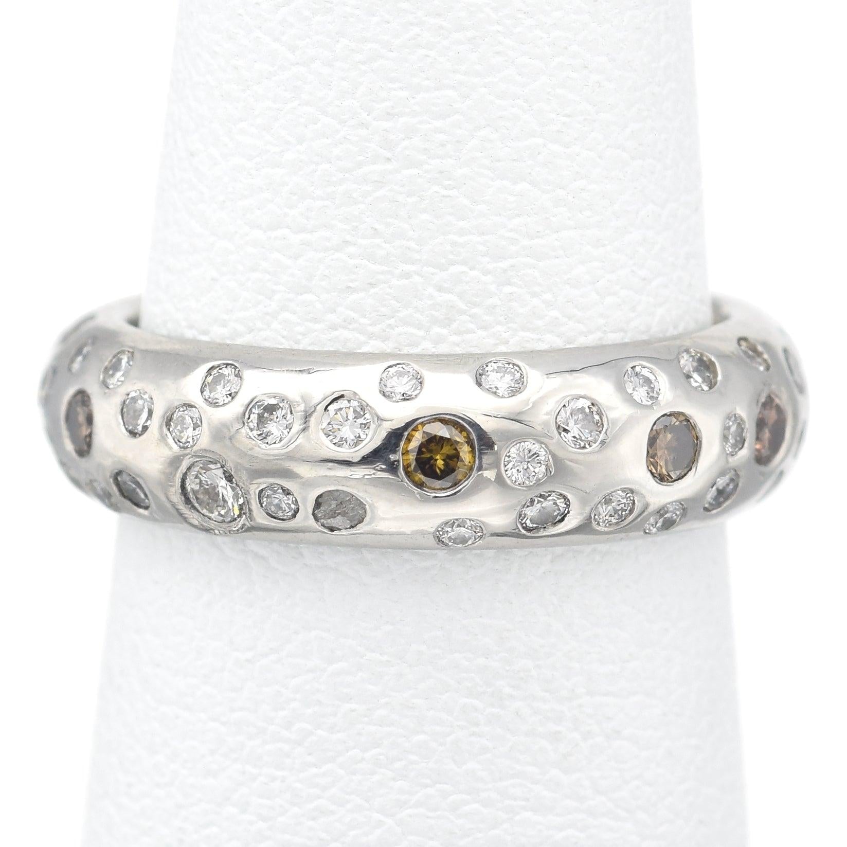 Platinum 0.95tcw Brown & White Diamond Band Ring