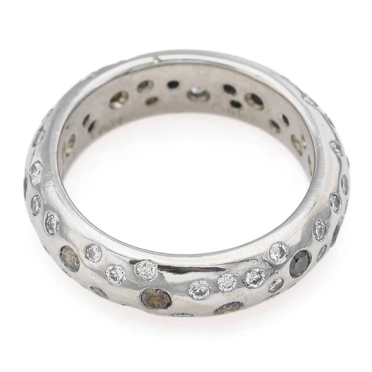 Estate Platinum 0.95 TCW Brown & White Diamond Band Ring