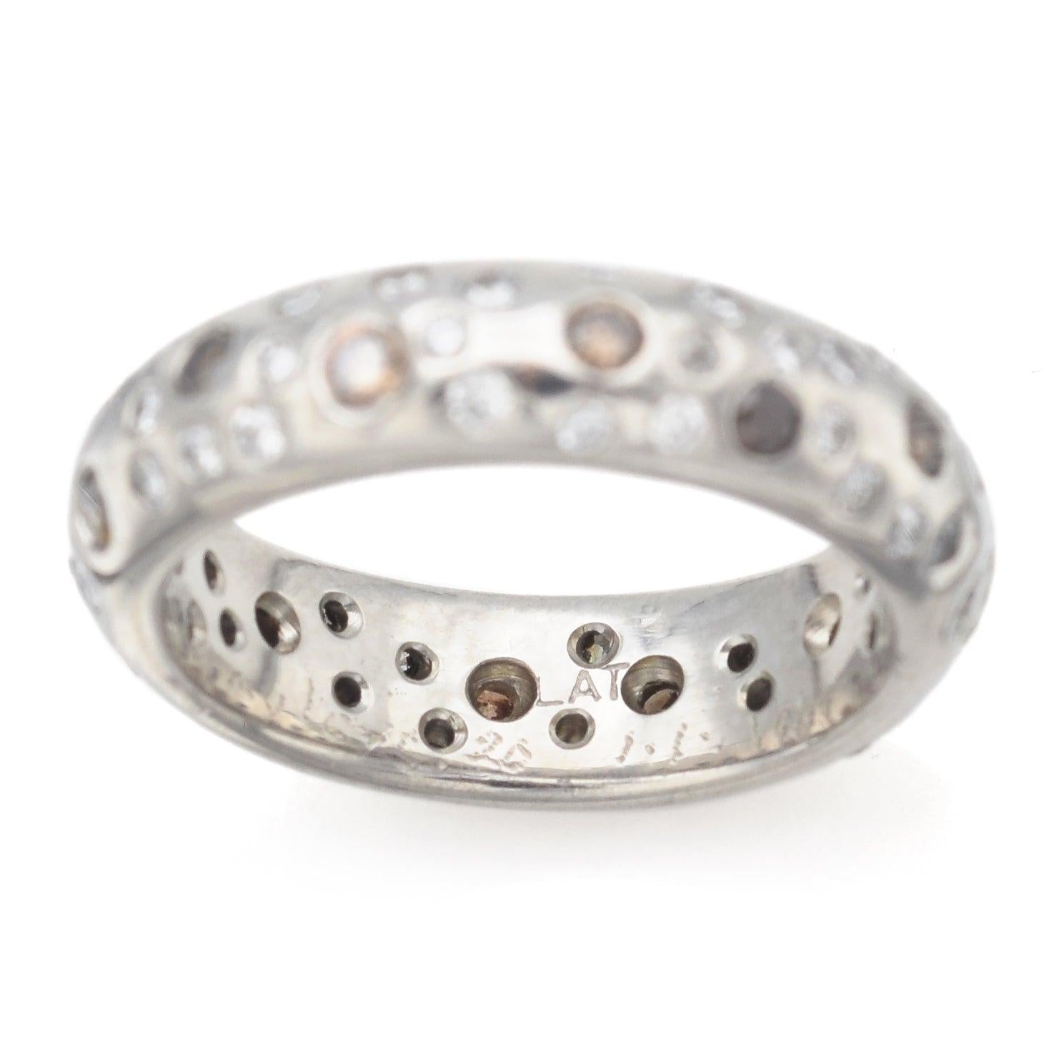 Platinum 0.95tcw Brown & White Diamond Band Ring