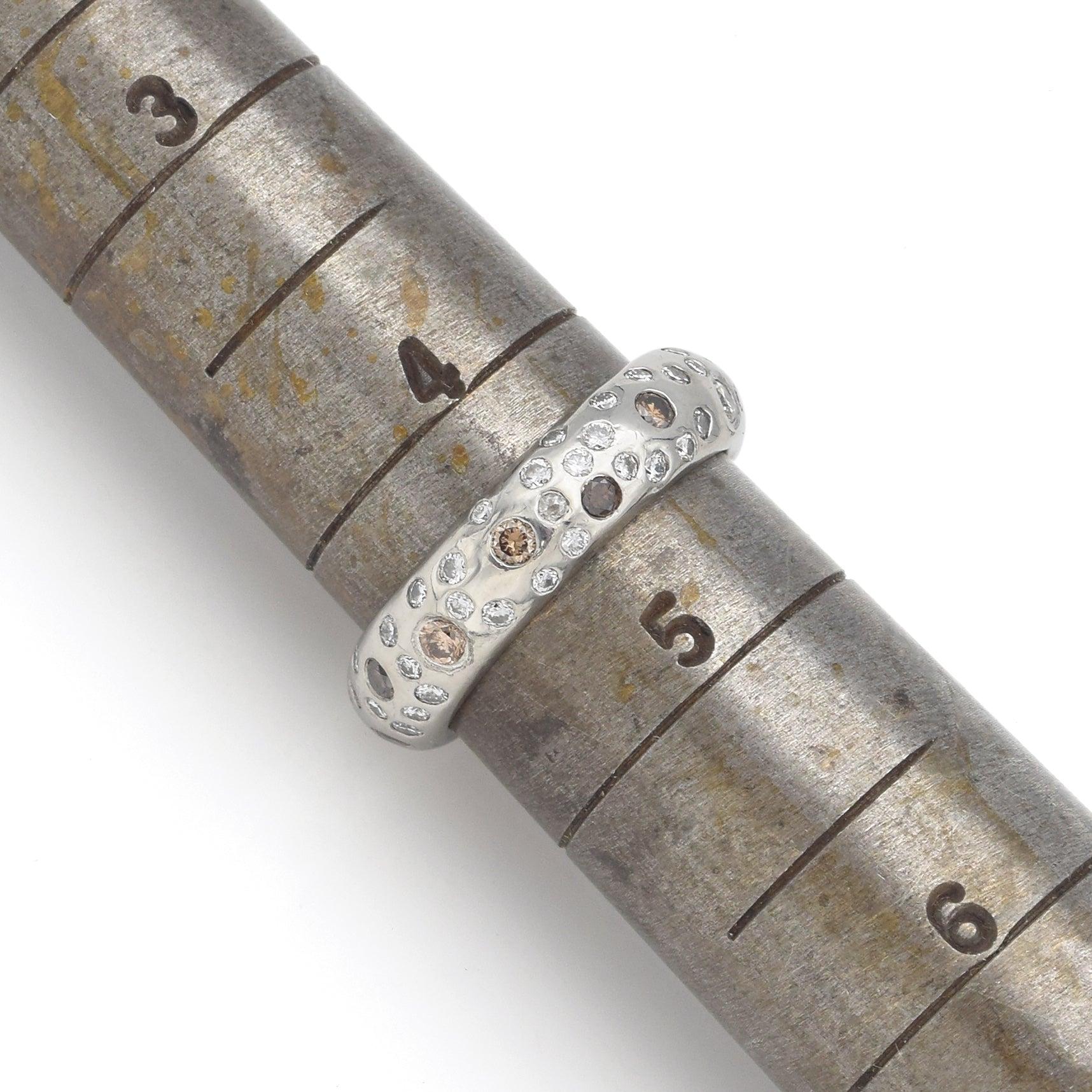 Estate Platinum 0.95 TCW Brown & White Diamond Band Ring