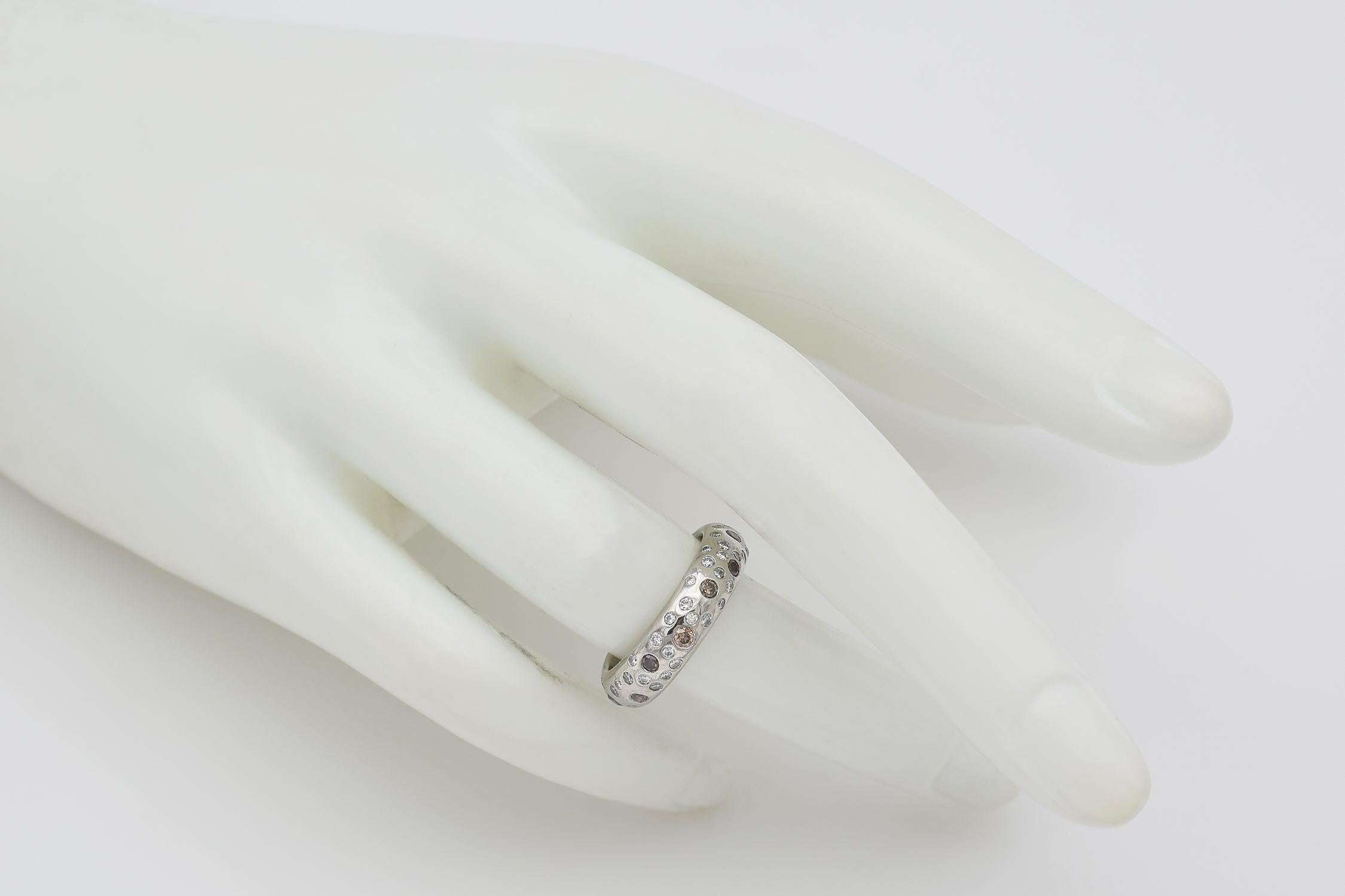 Estate Platinum 0.95 TCW Brown & White Diamond Band Ring