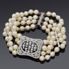 Platinum Sea Pearl and 1.41tcw Diamond Beaded Multi-Strand Bracelet