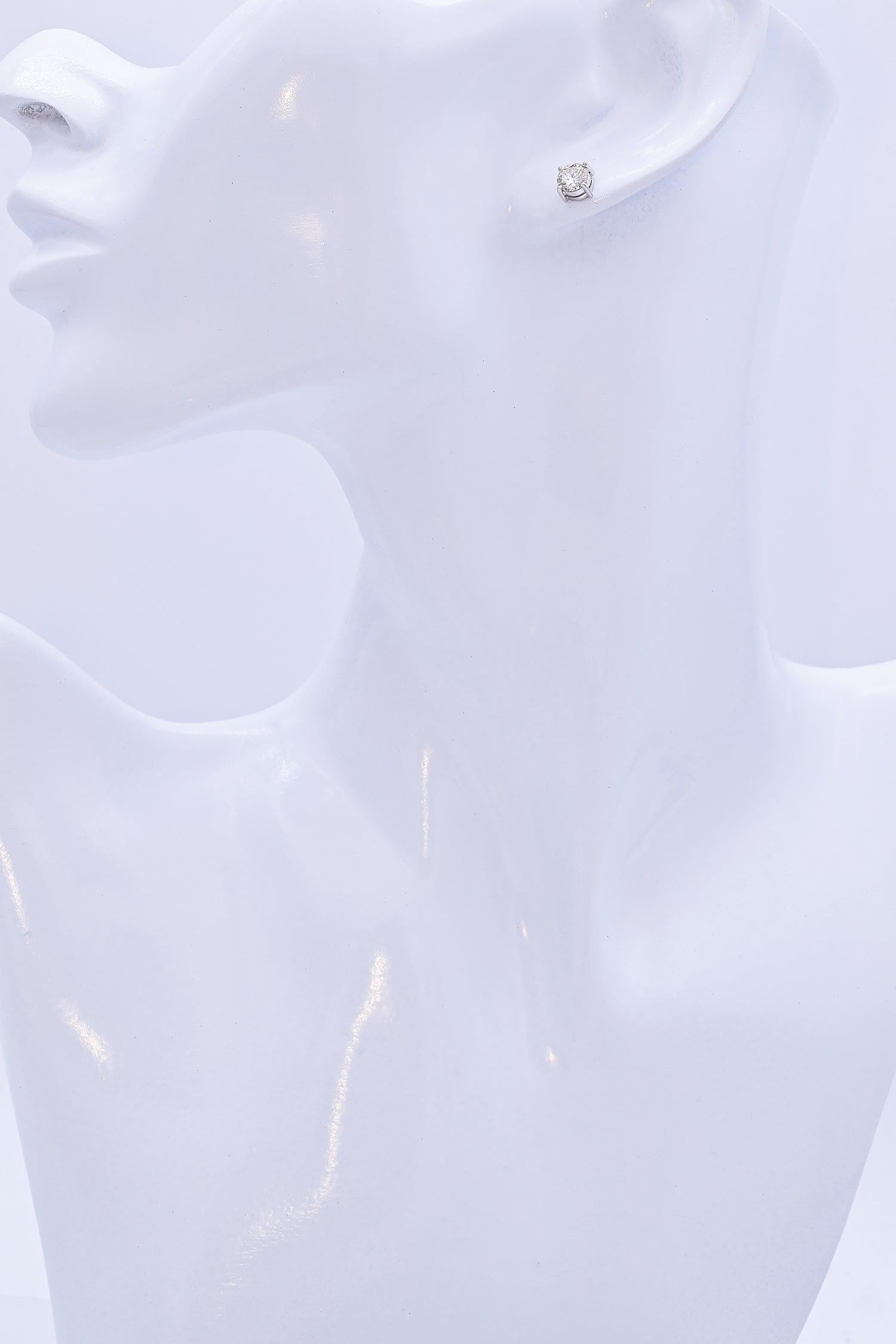 Estate White Gold 1.00tcw Diamond Round Brilliant Stud Earrings