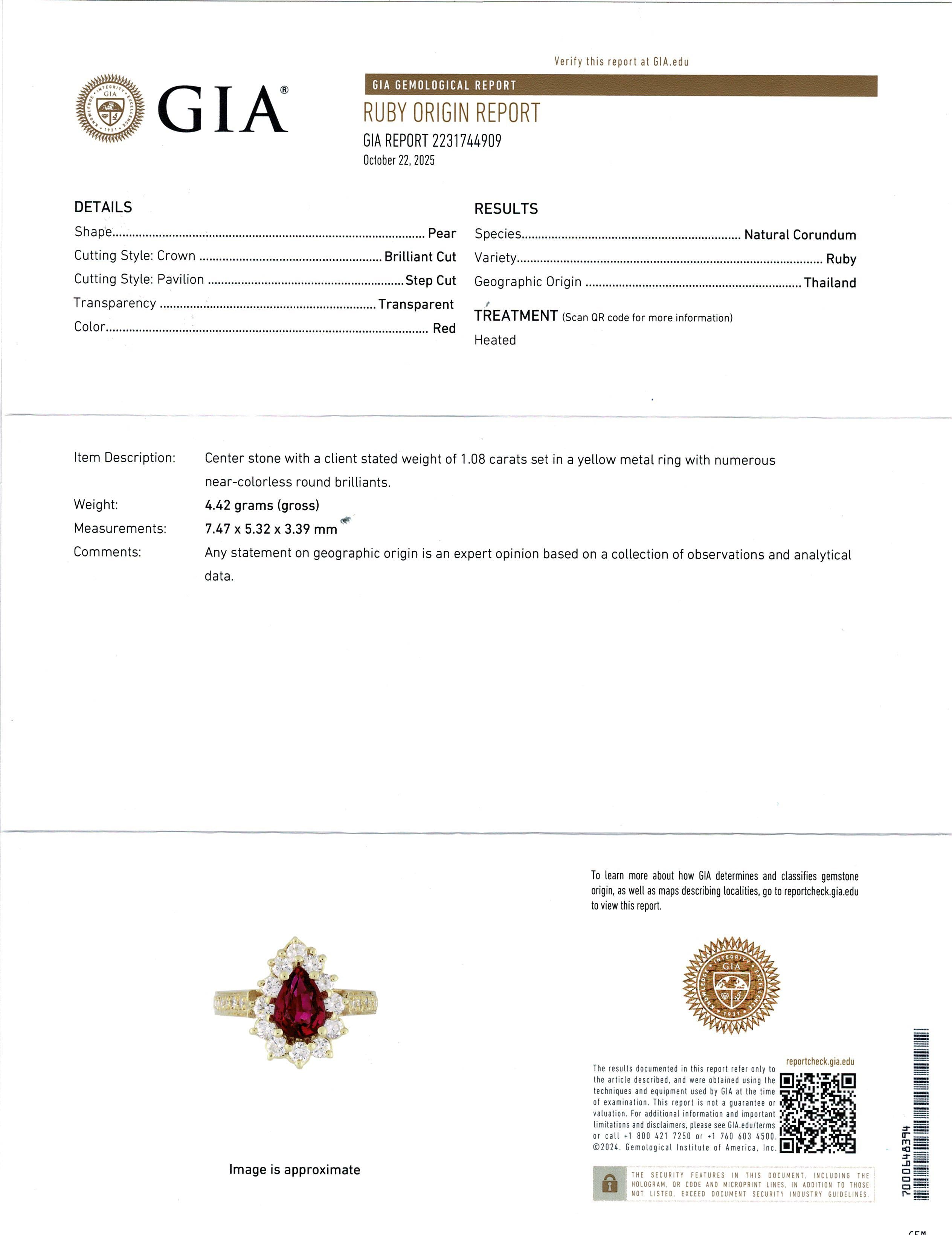 Vintage 18k Yellow Gold Ruby and Diamond Halo Ring