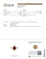 Vintage 18k Yellow Gold Ruby and Diamond Halo Ring