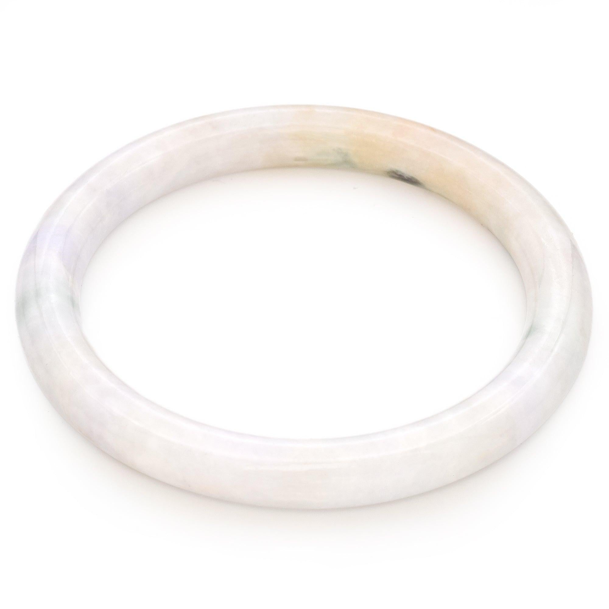 GIA 178.75Ct Translucent Mottled Light Gray Grade A Jadeite Jade Bangle Bracelet