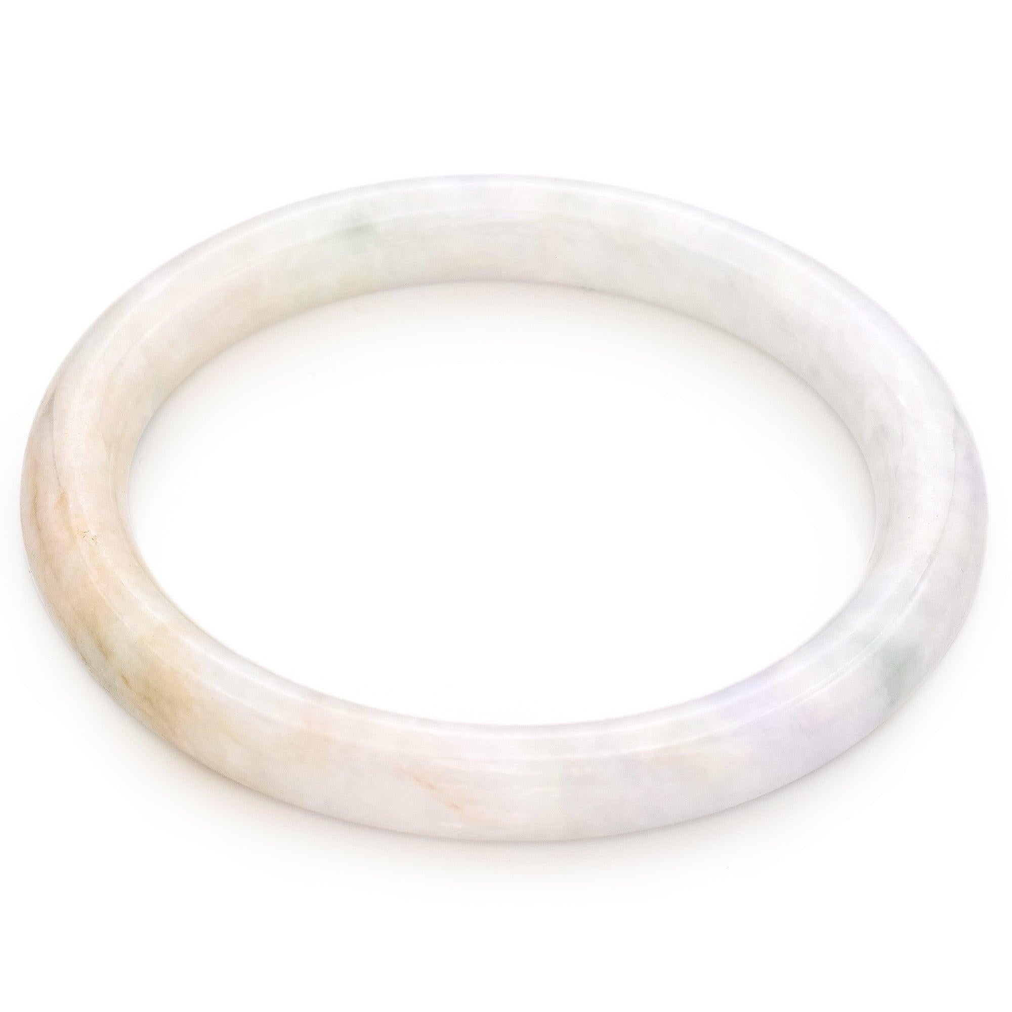 GIA 178.75Ct Translucent Mottled Light Gray Grade A Jadeite Jade Bangle Bracelet