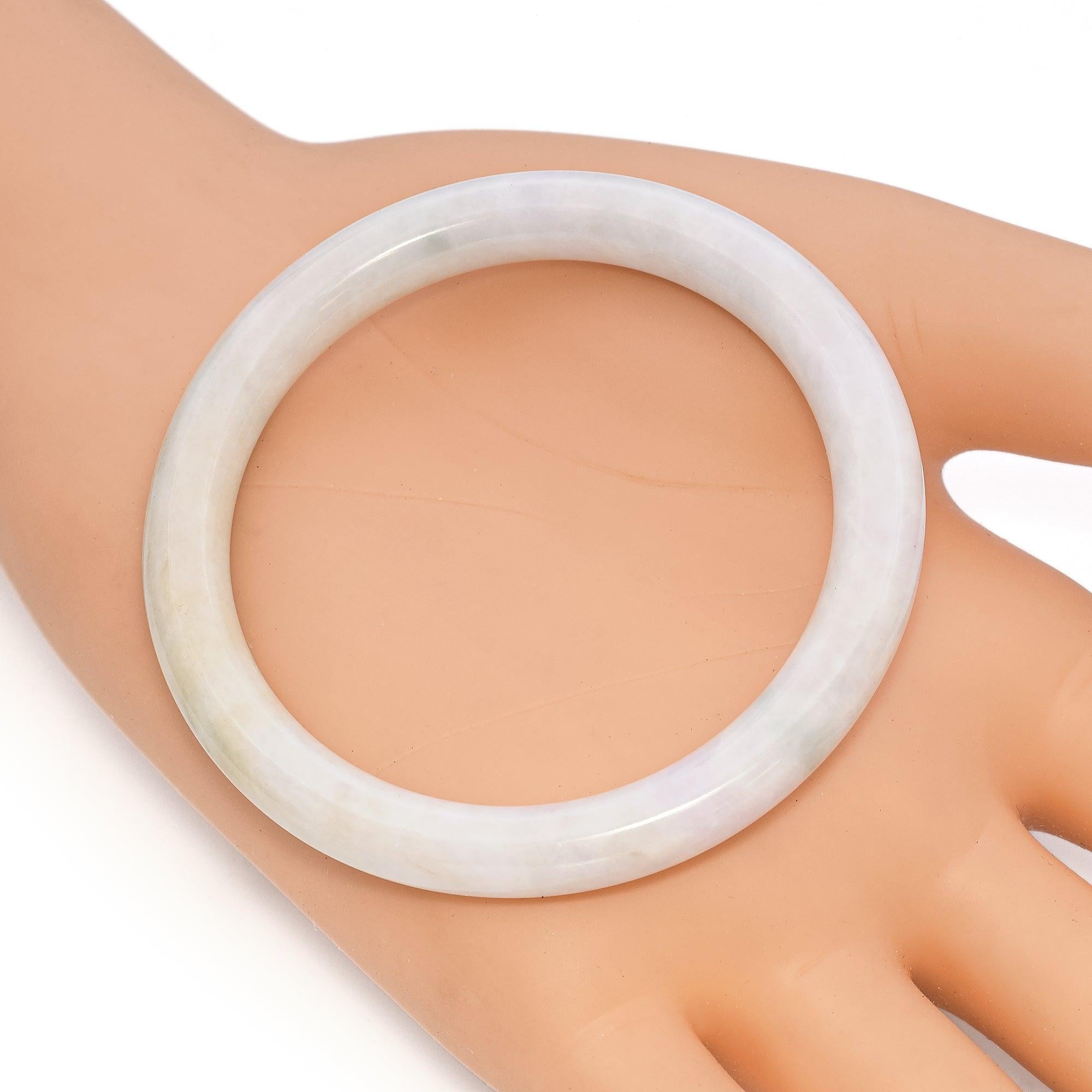 GIA 178.75Ct Translucent Mottled Light Gray Grade A Jadeite Jade Bangle Bracelet