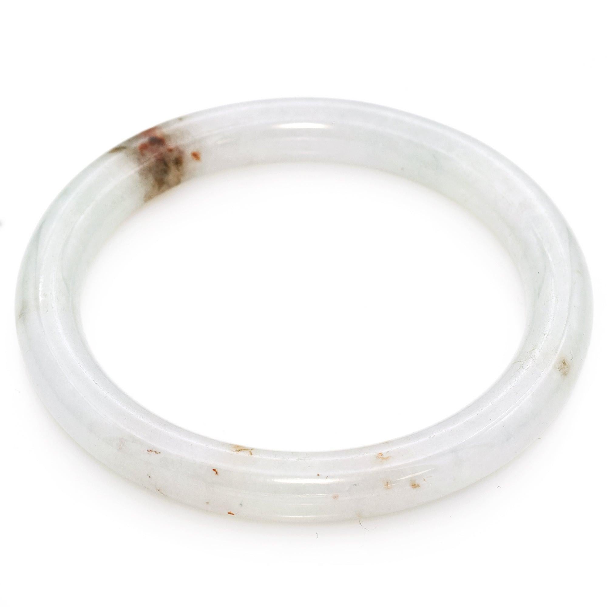 GIA 182.95Ct Translucent Light Gray Brown Grade A Jadeite Jade Bangle Bracelet