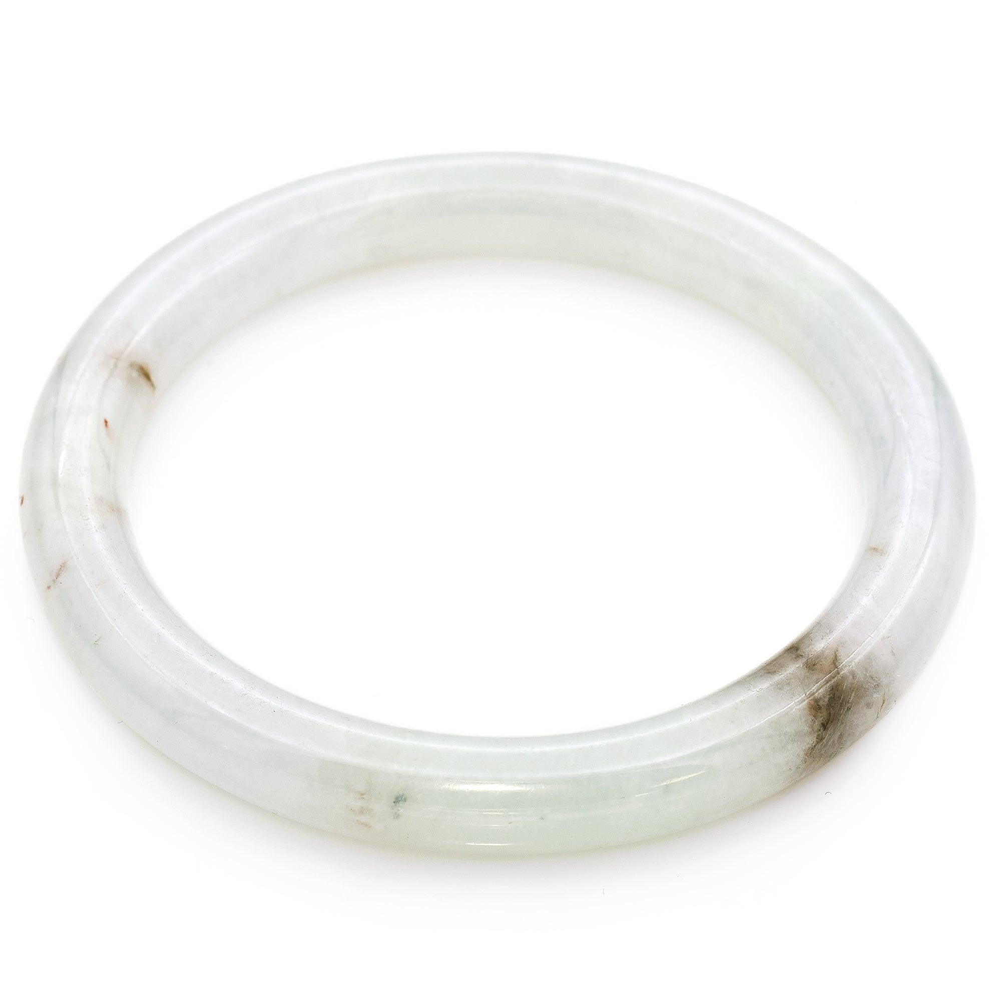 GIA 182.95Ct Translucent Light Gray Brown Grade A Jadeite Jade Bangle Bracelet