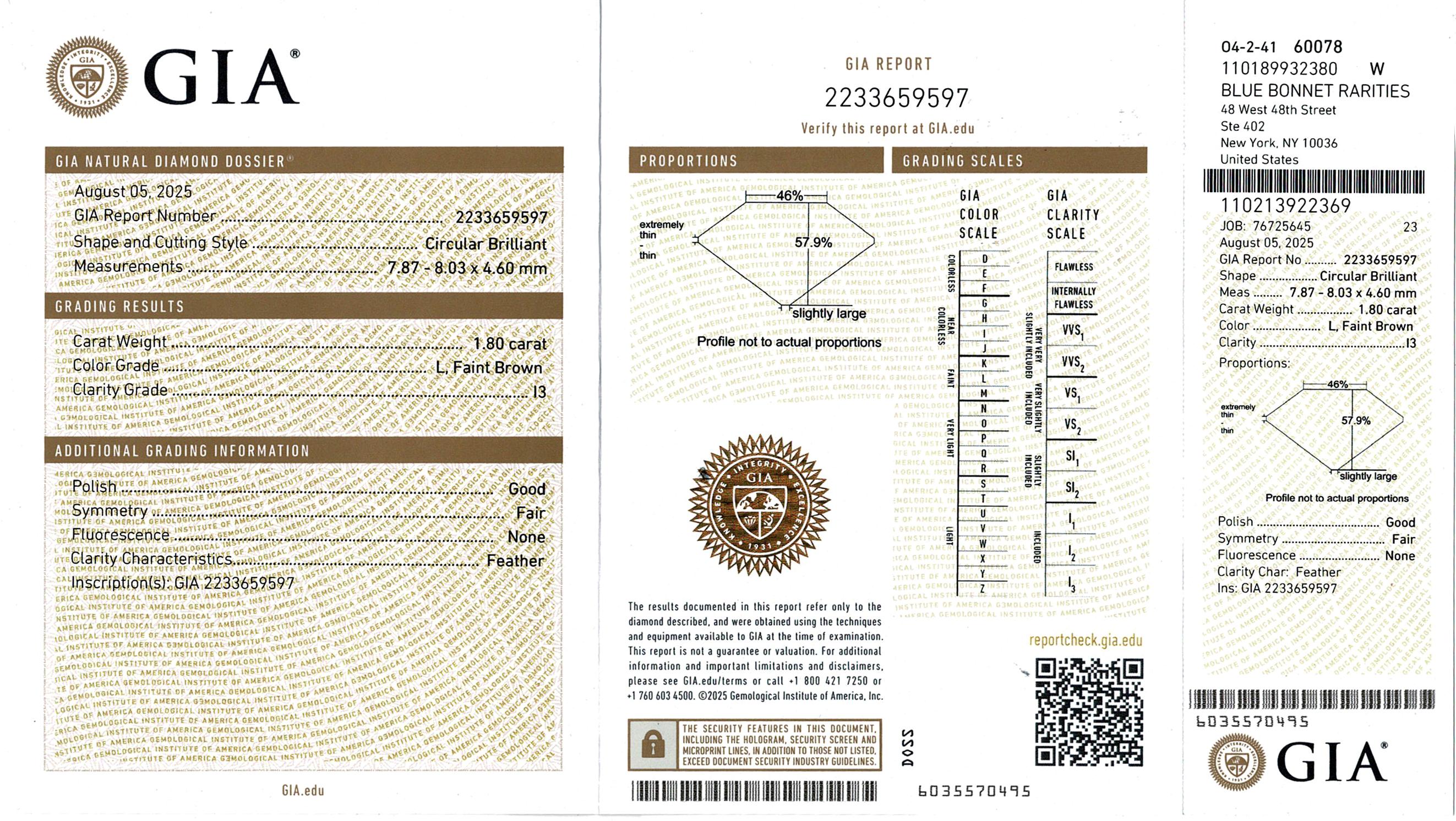 Vintage 18k Yellow Gold 1.8ct Old Euro Cut Diamond Solitaire Necklace GIA