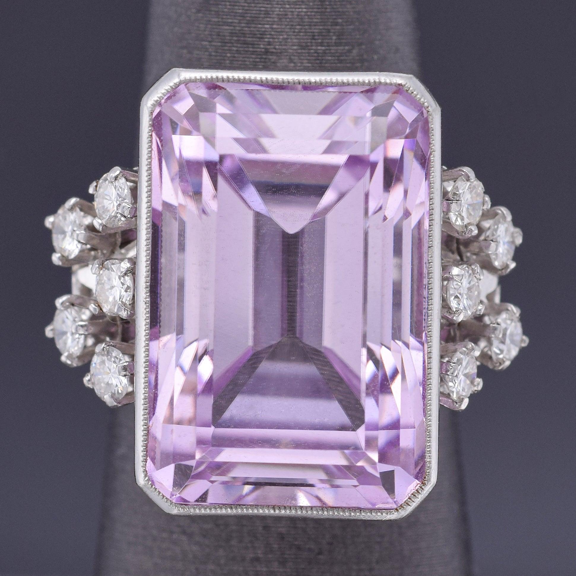 GIA Certified 14K Gold 30.50 Ct Kunzite & 0.80 TCW Diamond Cocktail Ring 13.21 G